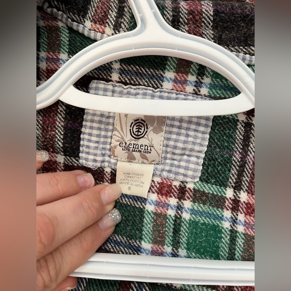 Element Green & Brown Plaid Flannel Button Up Size S - Picture 3 of 4